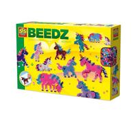 SES Creative - Beedz - Perle da stirare - Mondo degli unicorni - Set fai da te per bambini - Animali di perle - Set creativo - Con grande piastra - Dai 5 anni in su