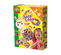 SES Creative - Braccialetti morbidi - Set fai da te per bambini - Set di nastri - Bracciali fai da te - Con pratiche bambole in legno - dai 3 anni in su