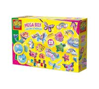 SES Creative - Colorare e colorare - Mega Box Unicorn e sirena - Kit fai da te per bambini - Set di gettoni per unicorni - Personaggi in gesso da dipingere - Unicorno e sirena - Dai 5 anni in su