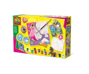 SES Creative - Stampaggio e Pittura Tela per Dipingere Principesse 3X, 01349, Ye