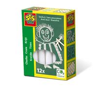 SES-Creative- Writing Chalk, Colore Bianco, 12 unità (Confezione da 1), 200