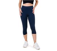 SES Leggings Capri da donna a 3/4, lunghi da 32-34 a 56-58, opachi ed elastici con vita morbida e vestibilità perfetta, cotone con elastan, blu navy, 38-40