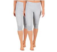 SES Leggings Capri da Donna, Confezione da 2 Pezzi, Taglie da 32 a 34 Fino a 56 - 58, opachi, Leggings da Donna Elasticizzati a 3/4, in Cotone/da Donna con vestibilità Perfetta, Grigio mélange, 46-48