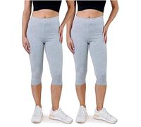 SES Leggings Capri da donna in cotone da 32-34 a 56-58, opachi ed elastici, lunghi a 3/4 con vestibilità perfetta, grigio mélange, 46-48