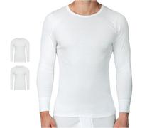 SES Maglietta a maniche lunghe da uomo, confezione da 2 pezzi, S - 4XL, a costine sottili, da uomo, a maniche lunghe, in cotone di alta qualità, misto poliestere, a maniche lunghe, da uomo, bianco, S