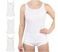 SES Maglietta Intima da Donna Confezione da 3 con Pizzo in 100% Cotone (Bianco, 50)