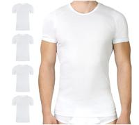 SES Maglietta intima da uomo a costine doppie, confezione da 4 pezzi, S - 4XL, a maniche corte, colore bianco, 100% cotone, da uomo a doppia coste da uomo o basic, bianco, L
