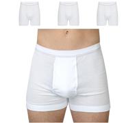 SES Mutande da uomo a costine sottili, colore bianco, confezione da 3 pezzi, in 100% cotone, S - 4XL, resistenti alla cottura, con apertura e cintura morbida, da uomo in costine sottili di alta