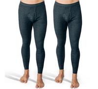 SES Mutande lunghe da uomo a costine sottili, confezione da 2 pezzi, S - 4XL con apertura e vita morbida in cotone/comode mutande da uomo, a gamba lunga, grigio mélange, XXXXL