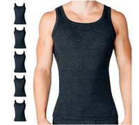 SES Ringel - Canottiera intima da uomo a costine sottili, S-4XL, in cotone, confezione da 5 pezzi, morbida e traspirante, da uomo/cotone con vestibilità aderente, antracite., L