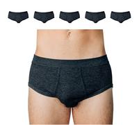 SES Ringel - Slip da uomo a costine sottili, confezione da 5 pezzi, S-4XL, in 100% cotone/mutande da uomo, classico, comodi e traspiranti/a costine sottili, con vita morbida e apertura, antracite., L