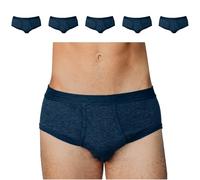 SES Ringel - Slip da uomo a costine sottili, confezione da 5 pezzi, S-4XL, in cotone/mutande da uomo, classico, comodi e traspiranti/a costine sottili, con vita morbida e apertura, Jeans Marine, L