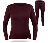 SES Set intimo termico da donna 38-52 - Biancheria termica traspirante e durevole in cotone - Calore e comfort per inverno, sci e attività all'aperto, bordeaux, 44