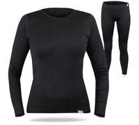 SES Set intimo termico da donna 38-52 - Biancheria termica traspirante e durevole in cotone - Calore e comfort per inverno, sci e attività all'aperto, antracite., 52