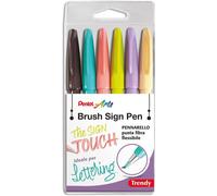 SES15 Brush Sign Pen Pennarello Punta Fibra Flessibile Colori Trendy 6 Pz