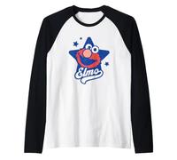 Sesame Street Blue Star Elmo Maglia con Maniche Raglan
