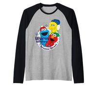 Sesame Street Christmas Big Bird Elmo Cookie Monster Fun Friends Maglia con Maniche Raglan