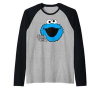 Sesame Street Cookie Monster Big Face Cookies Pose Classica Maglia con Maniche Raglan
