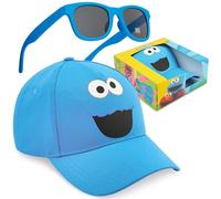 Sesame Street Cookie Monster Cappello Baseball Occhiali da Sole Bambino Set, Protezione UV400, Essenziale Vacanze Regalo Ragazzi (Blu Cookie Monster)