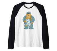Sesame Street Cookie Monster He Ate Belly Maglia con Maniche Raglan