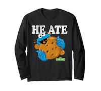 Sesame Street Cookie Monster He Ate Big Cookie Maglia a Manica