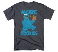 Sesame Street Cookie Monster Più Biscotti T-Shirt Uomo Cotone Grigio