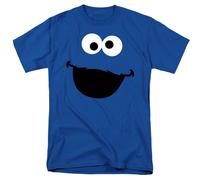 Sesame Street - Cookie Monster Viso - Adulto Unisex T-Shirt - Blu