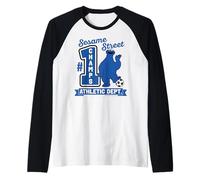 Sesame Street Cookie Mostro Atletica Campione Squadra Vintage Maglia con Maniche Raglan