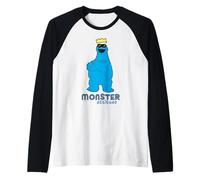Sesame Street Cookie Mostro Atteggiamento Cool Re Classico Posa Maglia con Maniche Raglan