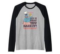 Sesame Street Cookie Mostro Baker Hot Fresh Vintage Yummy Maglia con Maniche Raglan