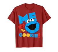 Sesame Street Cookie Mostro Grumpy Affamato Divertimento Posa Classico Maglietta