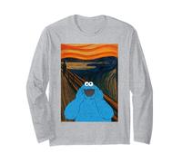 Sesame Street Cookie Mostro Urlo Parodia Munch Classico LOL Maglia a Manica