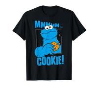 Sesame Street Cookie Mostro Yummy Cookies Happy Pose Retro Maglietta