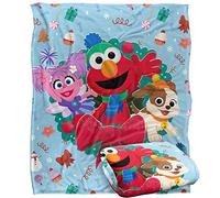 Sesame Street Coperta per bambini Furry Friends Forever Elmo Abby Wreath, setosa al tatto, 152 x 127 cm