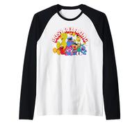 Sesame Street Crew Rilassante Amici Giocare Tempo Classico Felice Maglia con Maniche Raglan
