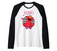 Sesame Street Elmo Happy Cuddle XOXO Cute Friends Heart Love Maglia con Maniche Raglan
