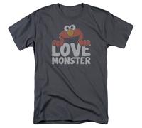 Sesame Street Elmo Love Monster T-Shirt Uomo Grigia 100% Cotone Preshrunk