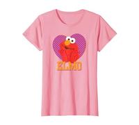 Sesame Street Patterned Elmo Heart T Shirt Maglietta, Donna, Rosa, 3XL