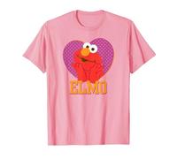 Sesame Street Patterned Elmo Heart T Shirt Maglietta, Uomo, Rosa, XL