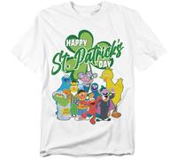 Sesame Street St. Patrick's Day Big Bird Elmo Cookie Monster T Shirt, White, Bianco, 4XL Unisex-Adulto