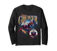 Sesame Street Super Grover Bootleg Style Maglia a Manica
