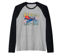 Sesame Street Super Grover Here To Save The Day Maglia con Maniche Raglan