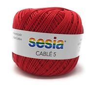 Sesia filato CABLE' 5 gomitolo 50gr 215mt Ferri 2-2,5 Uncinetto 1,5 (63 rosso)