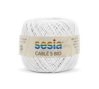 SESIA filato CABLE' 8 BIO gomitolo da 50gr 335 mt Ferri 1-1,5 Uncinetto 1,25 in 100% Cotone Pettinato Gasato Mercerizzato Biologico (0051 bianco)