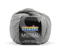 SESIA filato "MISTRAL" 50gr 175 mt 100% lana merino fine ferri 3 3,5 lavabile in lavatrice (0665 Grigio, 1 Gomitolo)
