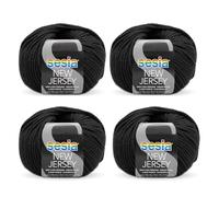 SESIA filato NEW JERSEY - 4 Gomitoli da 50gr 82mt - Ferri 5-5,5mm - 100% LANA merino irrestringibile - Made in Italy 0067 Nero, 4 Gomitoli)