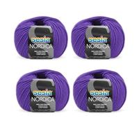 SESIA filato NORDICA - 4 Gomitoli da 50gr 125mt - Ferri 4-4,5mm - 100% LANA merino irrestringibile - Made in Italy (5908 Mammola, 4 Gomitoli)