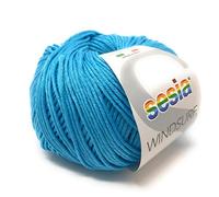 Sesia Filato Windsurf gomitolo 50 Gr 108mt Ferri 3,5-4 100% Cotone Egitto Pettinato Mercerizzato (0064 Turchese)