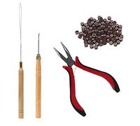 Sessleger 1 Set Kit di Estensione dei Capelli Pinza Gancio Gancio 200Pc Micro-Silicone Perline di Legatura per Acconciatura Professionale Accessori Strumenti ()