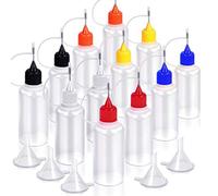 Sessleger 12 bottiglie applicatrici con punta di precisione, 6 colori 30 ml bottiglie per colla a punta ago con 5 imbuti in miniatura, facili da usare e